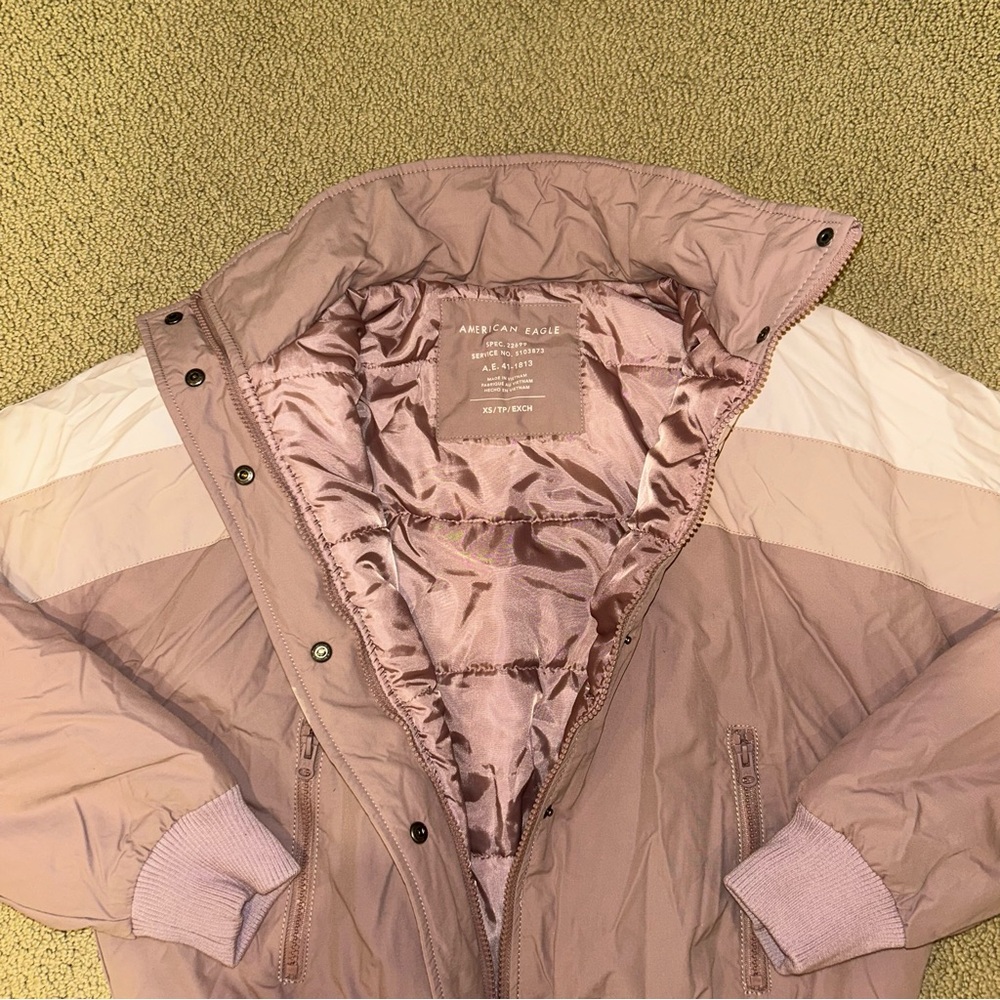 AE | Retro Puffer Jacket Pink Color Block - Picture 2 of 3